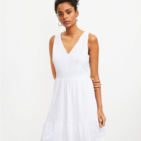NWT Loft Eyelet Flare Dress - Picture 1 of 4